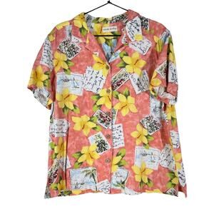 Marsh Landing Mens Hawaiian Shirt Multicolor Floral Short Sleeve XL